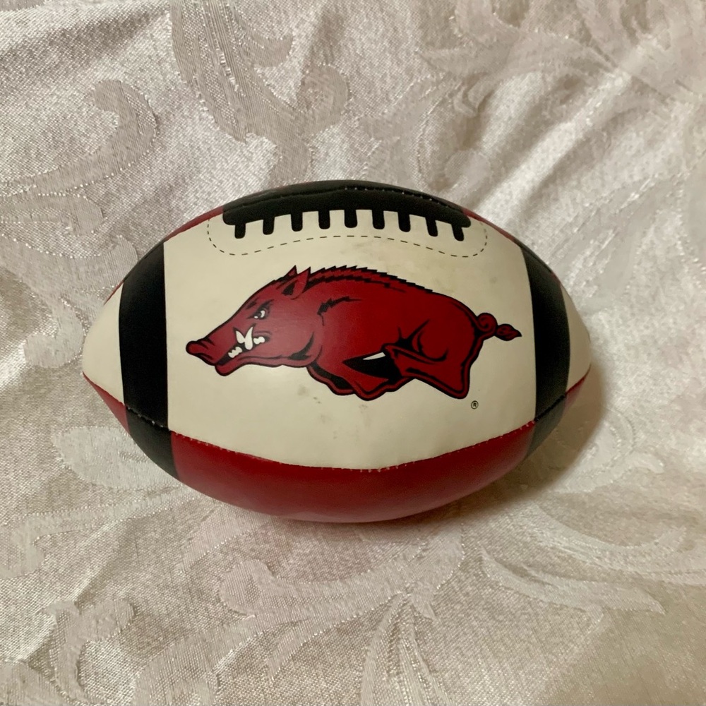 Arkansas Razorbacks Red and White Football with Razorback Logo